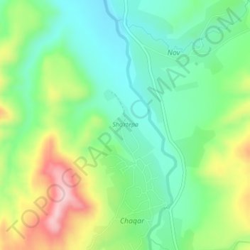 Топографическая карта Шуртепа, высота, рельеф