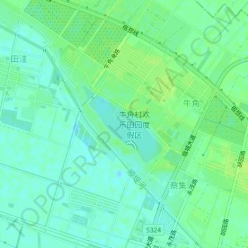 Топографическая карта 牛角淹, высота, рельеф