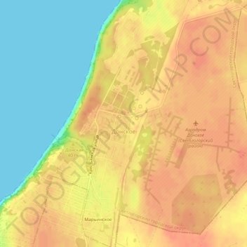 Топографическая карта Донское, высота, рельеф