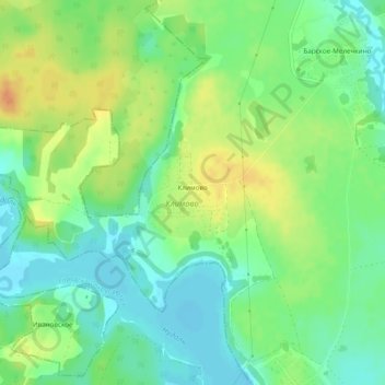 Топографическая карта Климово, высота, рельеф