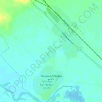 Топографическая карта Габидена Мустафина, высота, рельеф