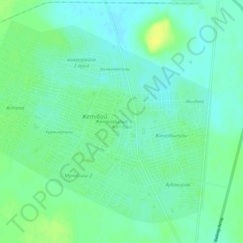 Топографическая карта Жетыбай, высота, рельеф