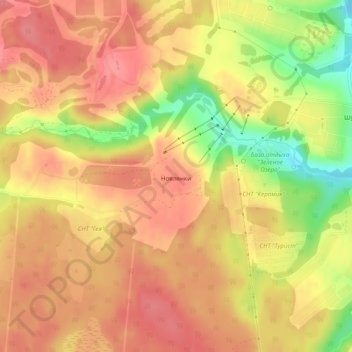 Топографическая карта Новлянки, высота, рельеф