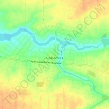 Топографическая карта Челбасская, высота, рельеф