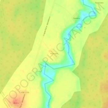 Топографическая карта Котецко, высота, рельеф
