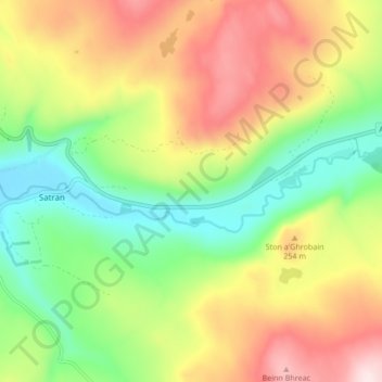 Топографическая карта River Drynoch, высота, рельеф