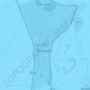 Топографическая карта Махамбет, высота, рельеф
