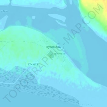 Топографическая карта Кузомень, высота, рельеф