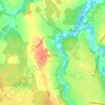 Топографическая карта Лудина Гора, высота, рельеф