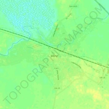 Топографическая карта Каргат, высота, рельеф