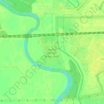 Топографическая карта Sienna (Brazos River) Park, высота, рельеф