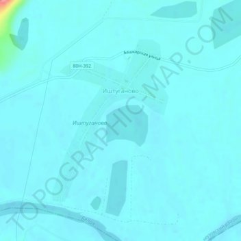 Топографическая карта Иштуганово, высота, рельеф