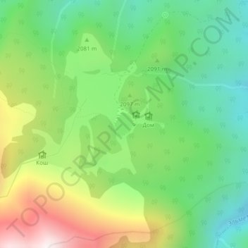 Топографическая карта Хорлакёль, высота, рельеф