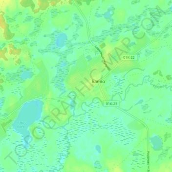 Топографическая карта Баево, высота, рельеф