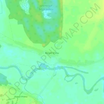 Топографическая карта Малые Угоны, высота, рельеф