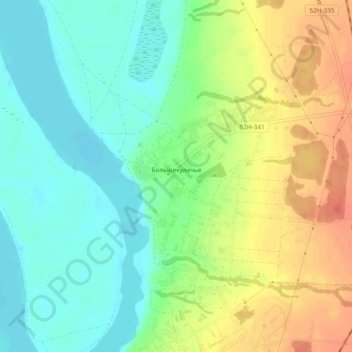 Топографическая карта Большекулачье, высота, рельеф