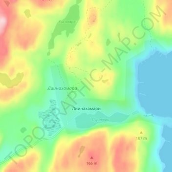 Топографическая карта Лиинахамари, высота, рельеф