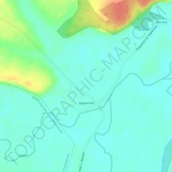 Топографическая карта Харантей, высота, рельеф