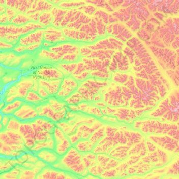 Топографическая карта Hess River, высота, рельеф