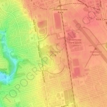 Топографическая карта Downsview Park, высота, рельеф