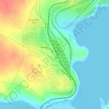 Топографическая карта Токи, высота, рельеф