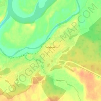 Топографическая карта Батурино, высота, рельеф
