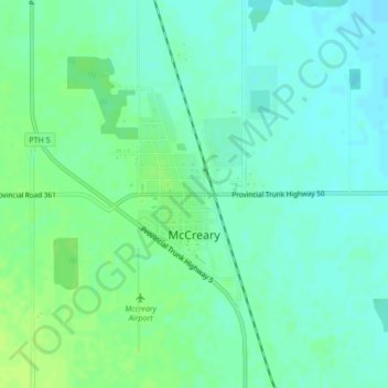 Топографическая карта McCreary, высота, рельеф