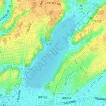 Топографическая карта 佐鳴湖, высота, рельеф