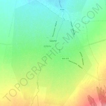 Топографическая карта Шали, высота, рельеф