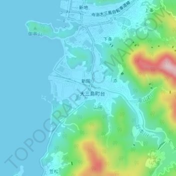 Топографическая карта 台本川, высота, рельеф