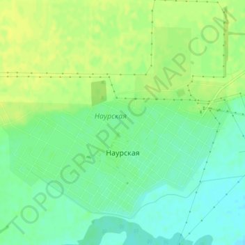 Топографическая карта Наурская, высота, рельеф