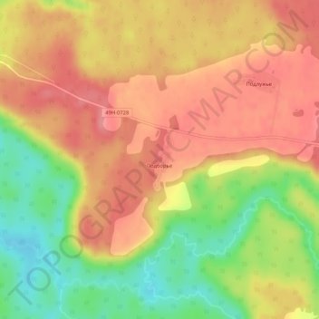 Топографическая карта Подборье, высота, рельеф