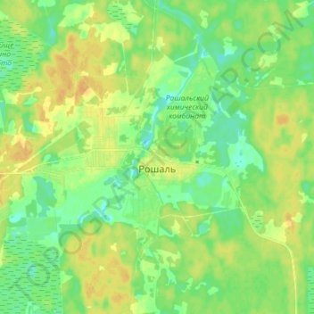 Топографическая карта Рошаль, высота, рельеф