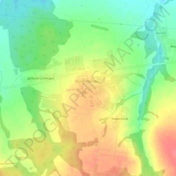 Топографическая карта Шабурново, высота, рельеф