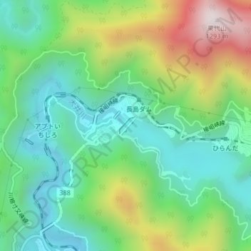 Топографическая карта 長島ダム, высота, рельеф