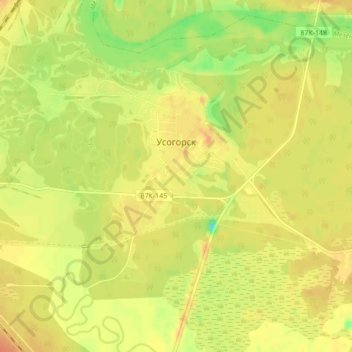 Топографическая карта Усогорск, высота, рельеф