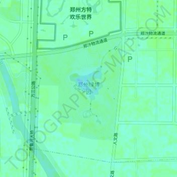 Топографическая карта 郑州绿博园, высота, рельеф