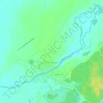 Топографическая карта Овечкино, высота, рельеф