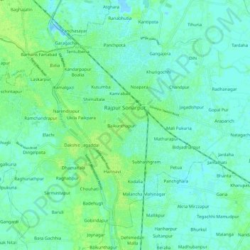 Топографическая карта Rajpur Sonarpur, высота, рельеф