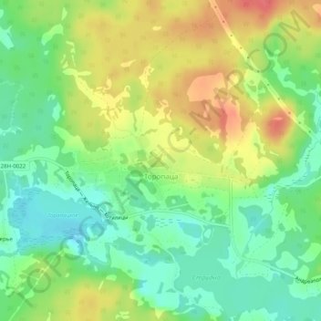Топографическая карта Торопаца, высота, рельеф