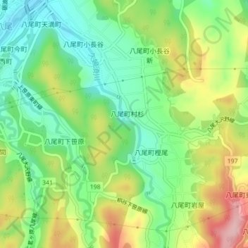 Топографическая карта 久婦須川, высота, рельеф