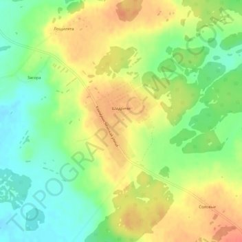 Топографическая карта Шадричи, высота, рельеф