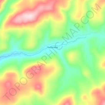 Топографическая карта Чибижек, высота, рельеф
