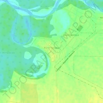 Топографическая карта Жилгородок, высота, рельеф