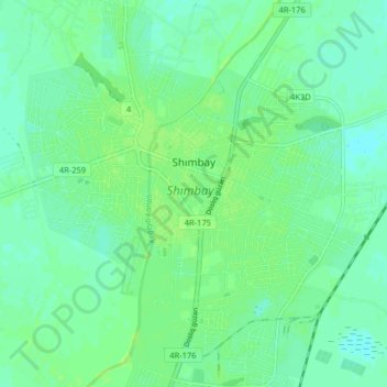 Топографическая карта Чимбай, высота, рельеф