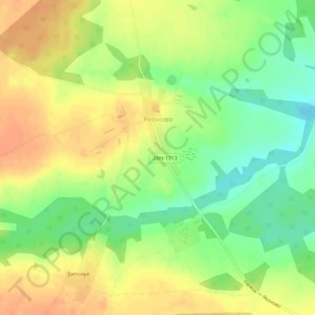 Топографическая карта Яконово, высота, рельеф