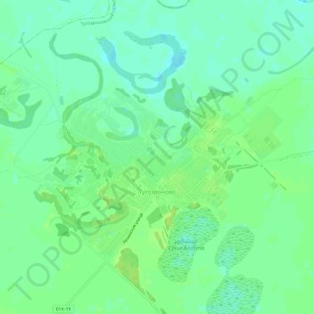 Топографическая карта Тугозвоново, высота, рельеф