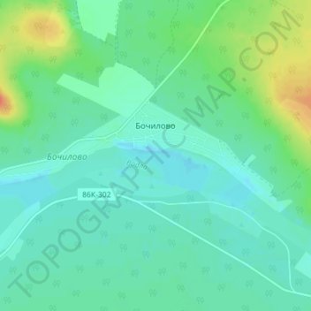 Топографическая карта Бочилово, высота, рельеф