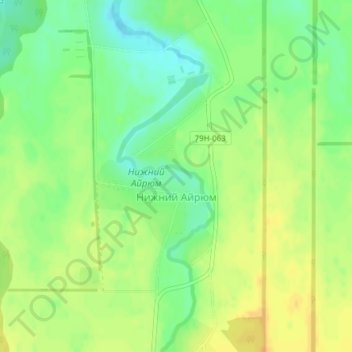 Топографическая карта Нижний Айрюм, высота, рельеф