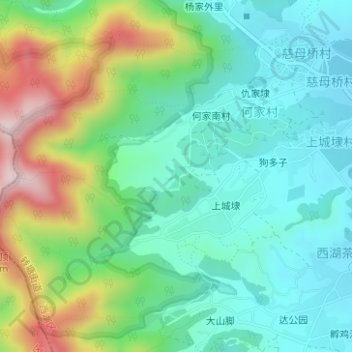 Топографическая карта 光明寺水库, высота, рельеф